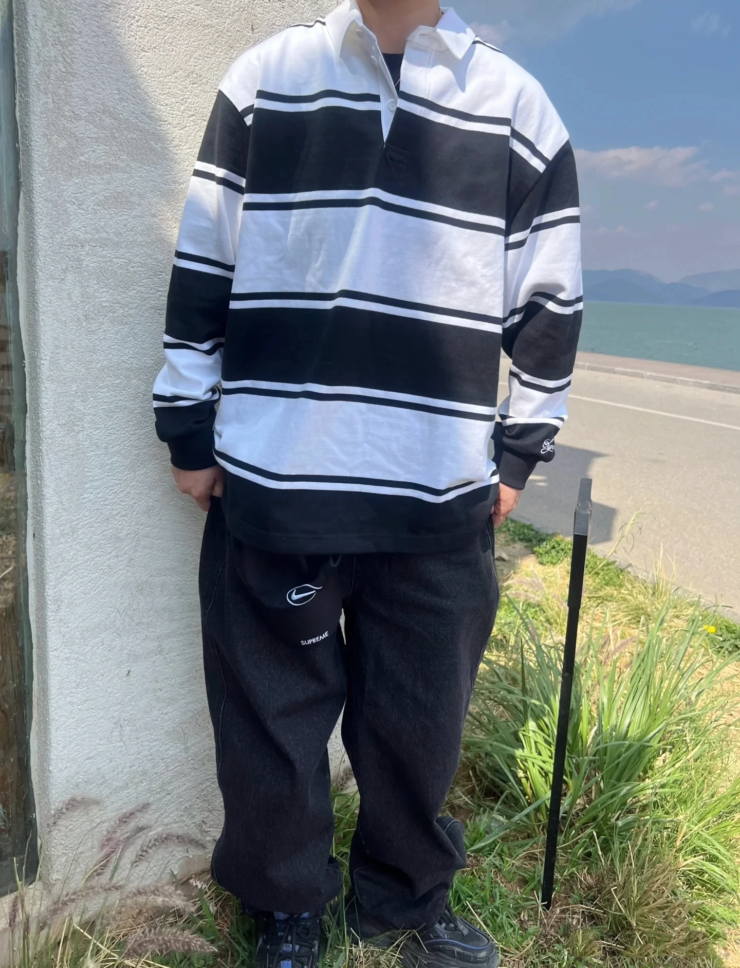 

JYH SS25 Retro Striped Rugby Long Sve irt Collaborative Work Embroidery Color Blo T-irt Youth Trendy Cotton Tee