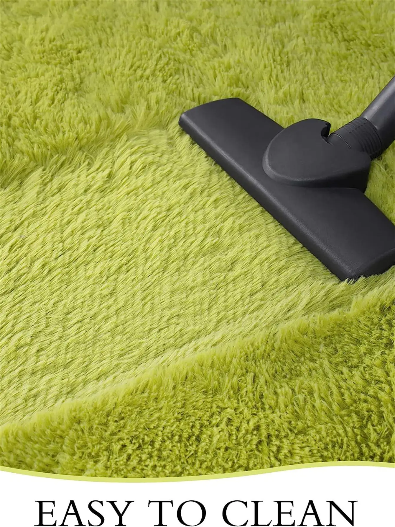 Loyangogo-alfombra decorativa de felpa larga y suave, color verde, adecuada para habitación, sala de estar, dormitorio y mesita de noche