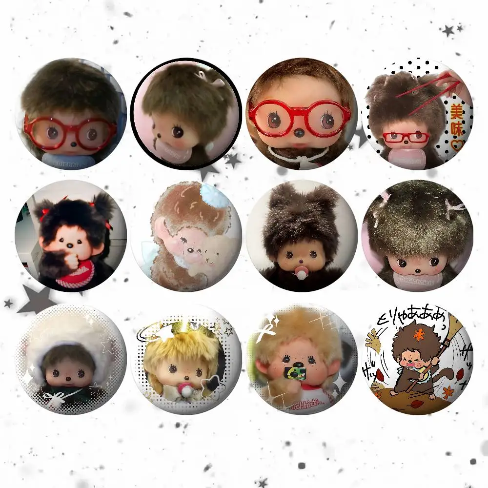 

Cute M-Monchichis Brooches Stylish Ornament Pins Exquisite Round Badge Bag Accessories Jewelry Gifts