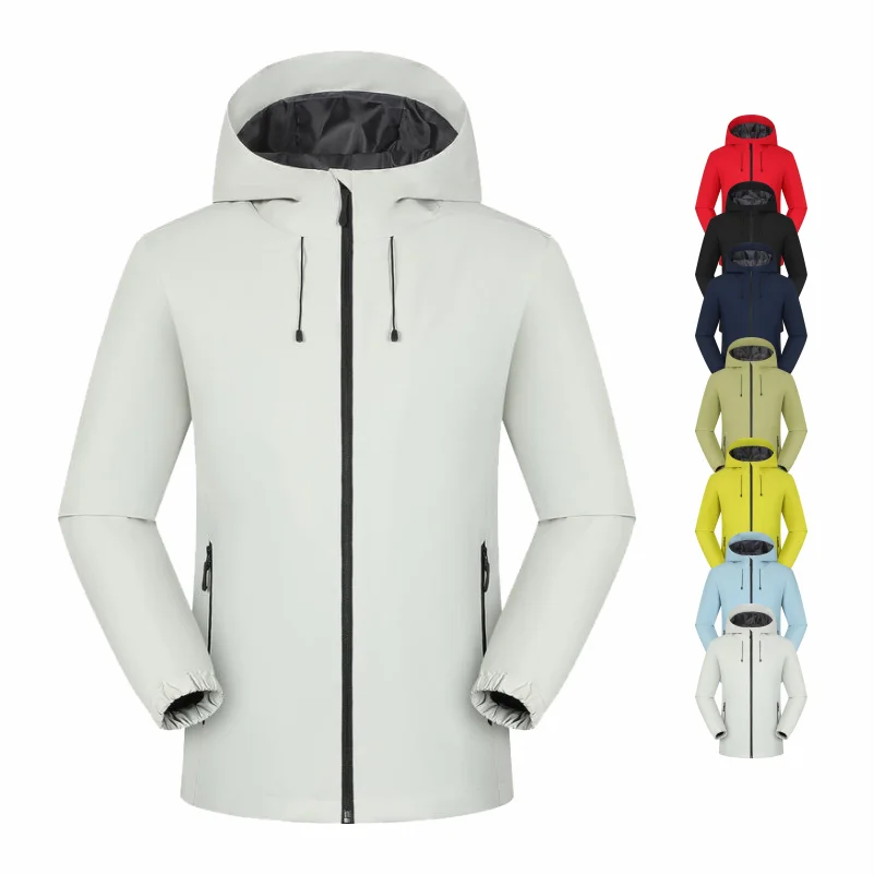 Waterproof Hiking Jackets Double Fabric Windbreaker Hooded Jacket Protection Windbreaker Camping Climbing Unisex Zipper Coats
