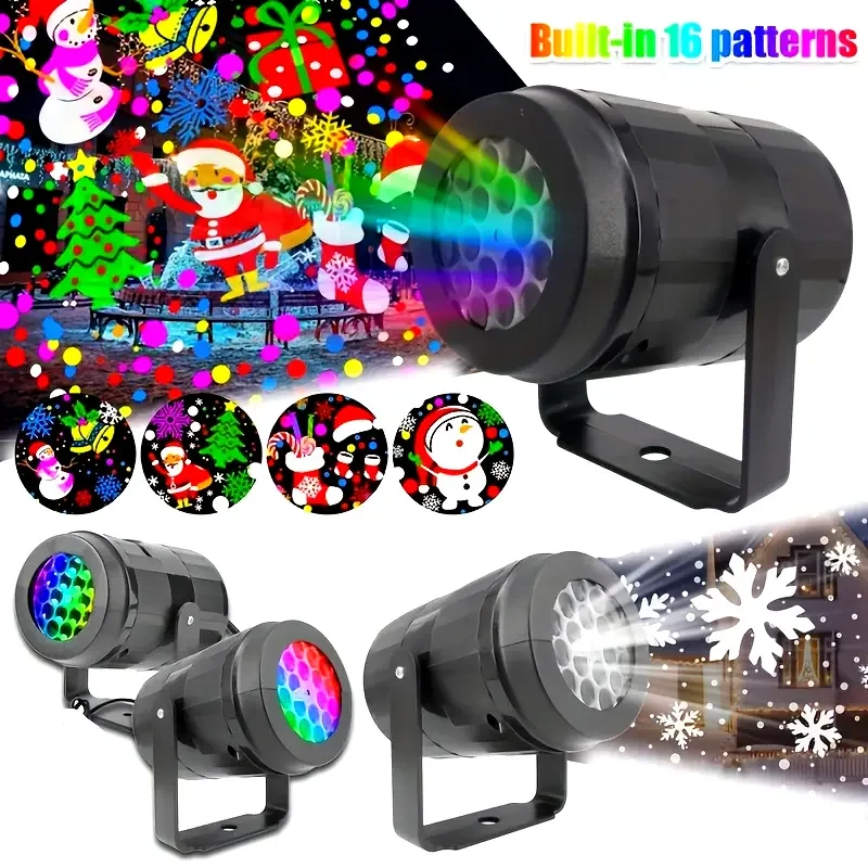 1pc USB Powered LED Christmas Projector Light Rotating Patterns LED Stage Lighting for Parties Weddings Halloween Christmas