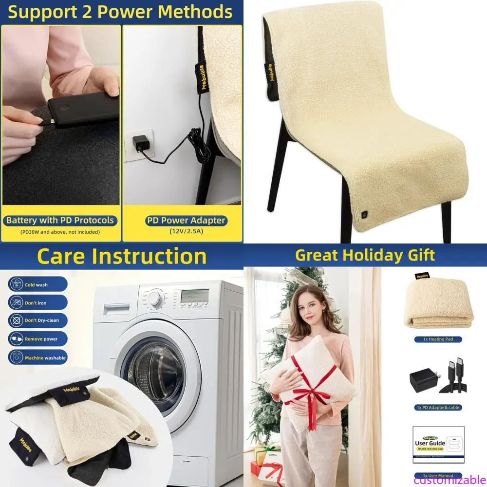 

Модернизированное одеяло с электрическим подогревом для стульев, диванов, диванов, кемпинга и путешествий с 3 регулируемыми настройками нагрева: 104 ° От F до 1405. ° Ф