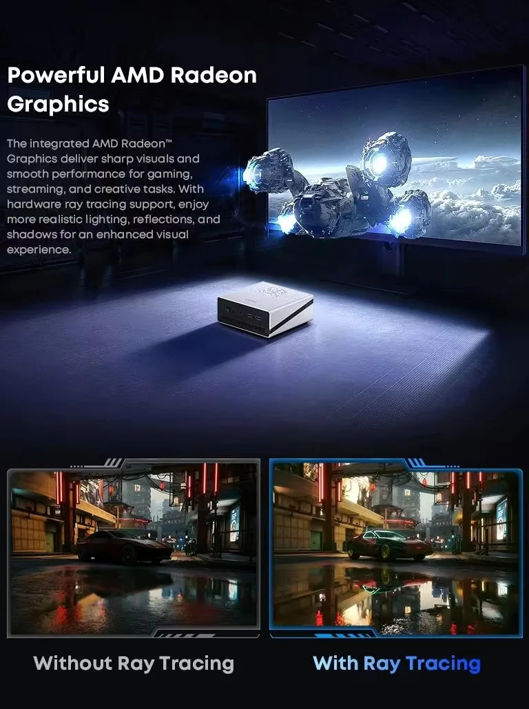 CHUWI UBox Mini PC AMD Ryzen R5-7430U 6 núcleos 12 hilos 16GB DDR4 512GB SSD computadora de escritorio PC Windows 11 Wi-Fi 6 BT 5,2