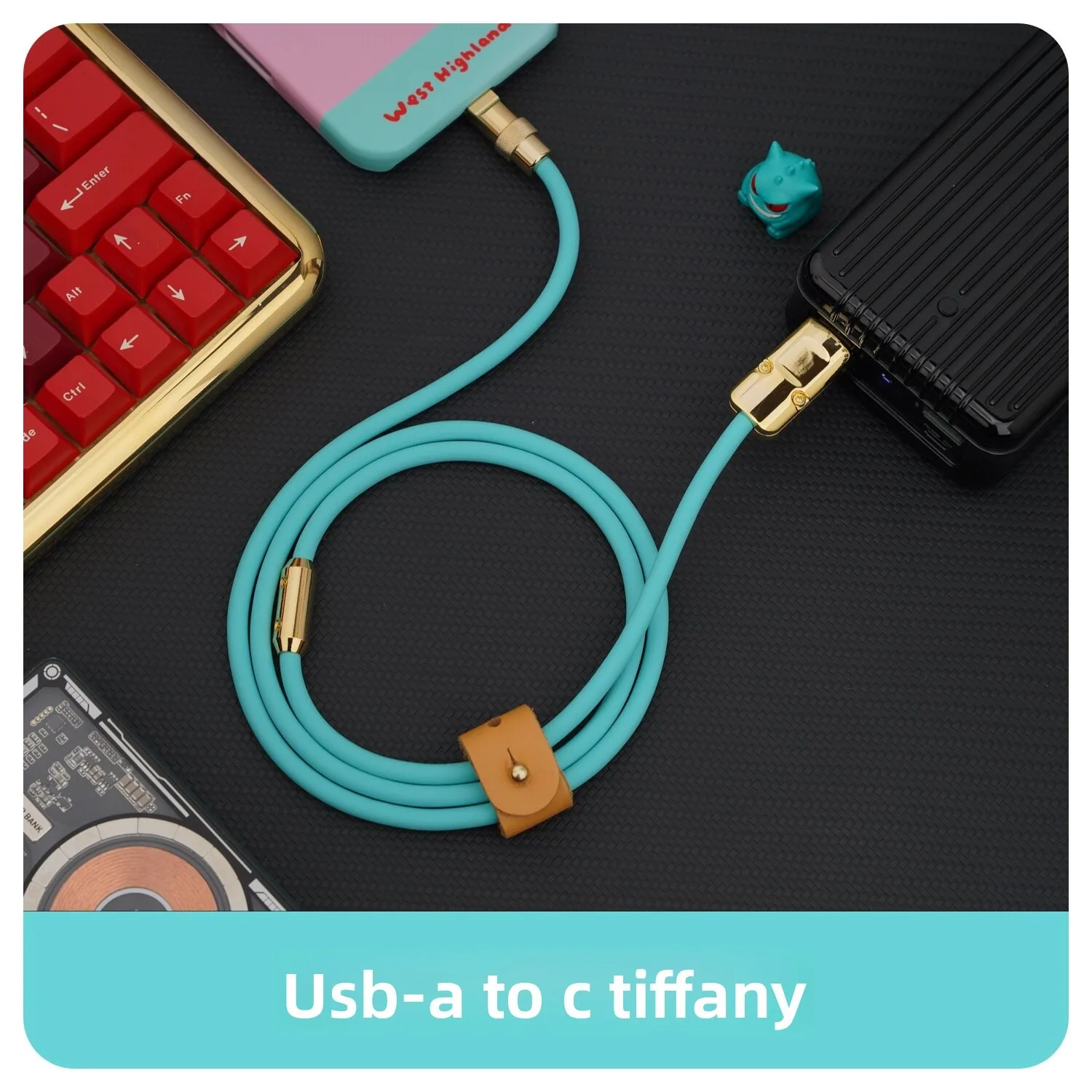 Handmade Ultra Soft Silicone USB A to Type C Cable Gold Plated Connector for Mechanical Keyboard Customized Data Sync Charging