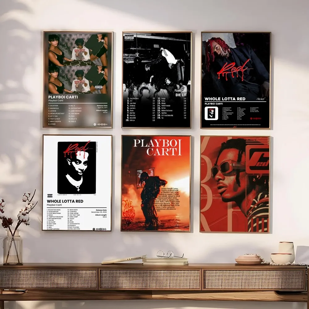 Rapper Playboi Carti Poster Self-adhesive Art Waterproof Paper Sticker Coffee House Bar Room Wall Decor