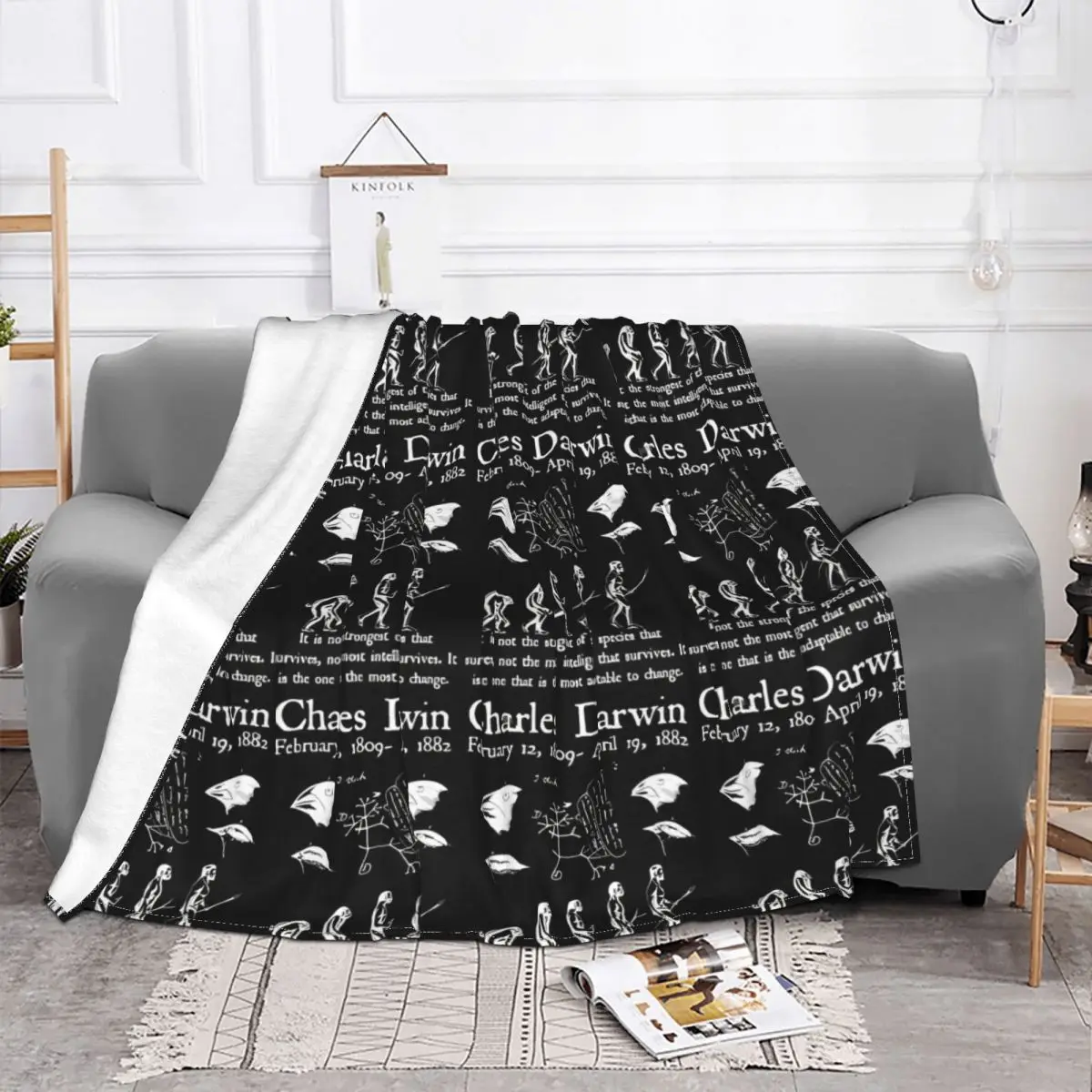 Freemason Shower Blanket Flannel Spring Autumn Charles Darwin Evolution Vintage Warm Throws For Winter Bedding