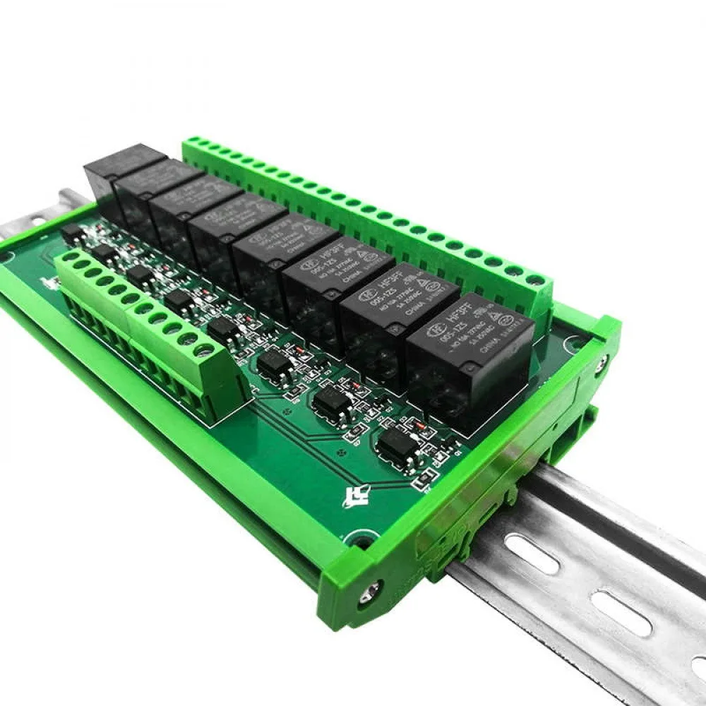 1PC 8 Channel 5V/12V/24V High and Low Level Optocoupler Isolation Relay Control Module Microcontroller PLC Amplification Board