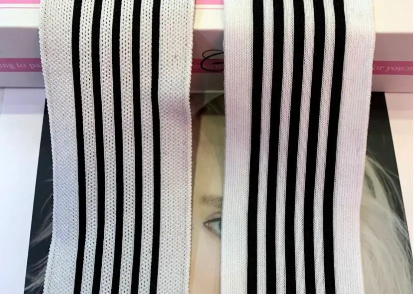 Width 6CM Black White Stripe Knitted Webbings Tapes Sport Pants Trousers Side Lace Ribbons Sewing Band Trimmings DIY Accessories