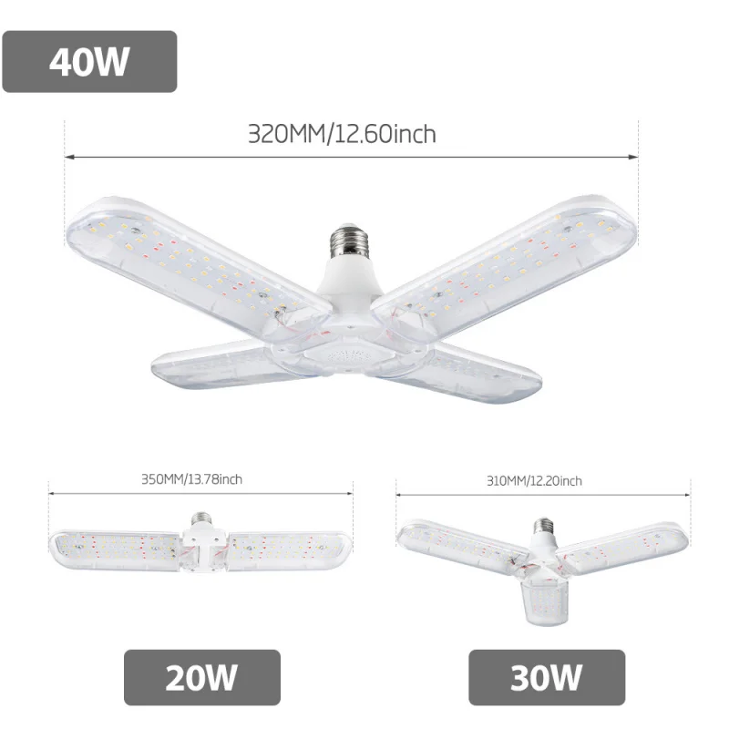 4-Leaf Folding LED Grow Light - E27 Full Spectrum Violet Light for Flower Succulent Plant Growing