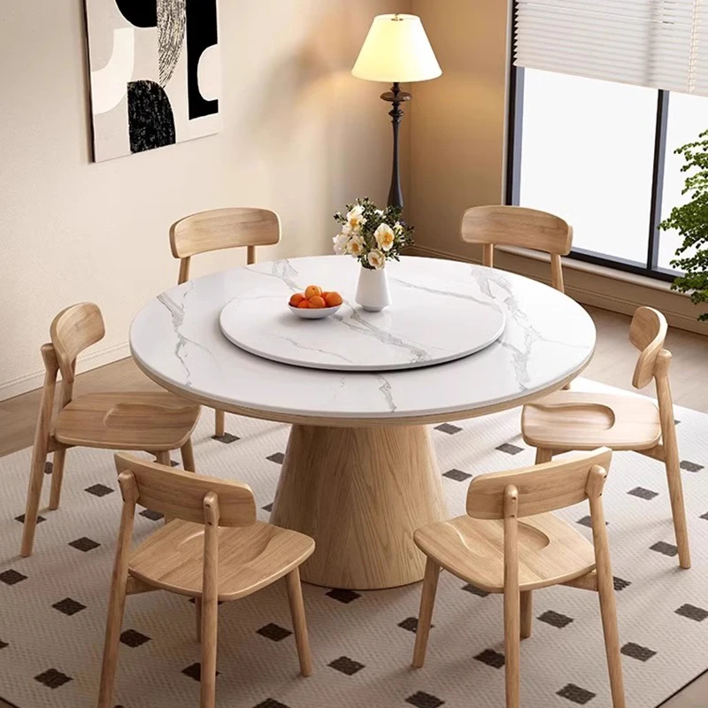 Round Rotate Dining Table Side Salon Center Study Office Writing Designer Dining Table Bistro Juegos De Comedor Salon Furniture