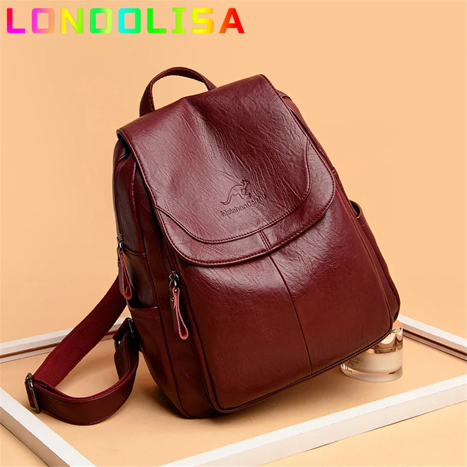 Back Pack 2024 Women Leather Backpacks Female Bagpack Ladies Travel Backpack Mochilas School Bags for Teenage Girls Sac A Dos