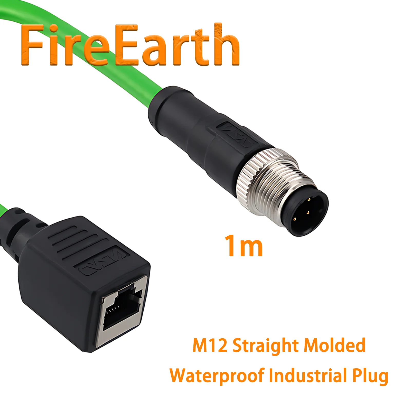 Industrial M12 to RJ45 EtherCAT Protocol Ethernet Connector,M12 D Code 4pin Male to RJ45 Female Cable for Automation Systems,1M