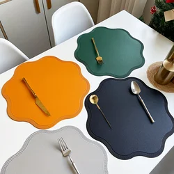 1/4/6PCS Round Placemats Sets Luxury Faux Leather Table Mats Pad Table Sets Embossed Flower Shaped Place Mats 테이블매트 Салфетки