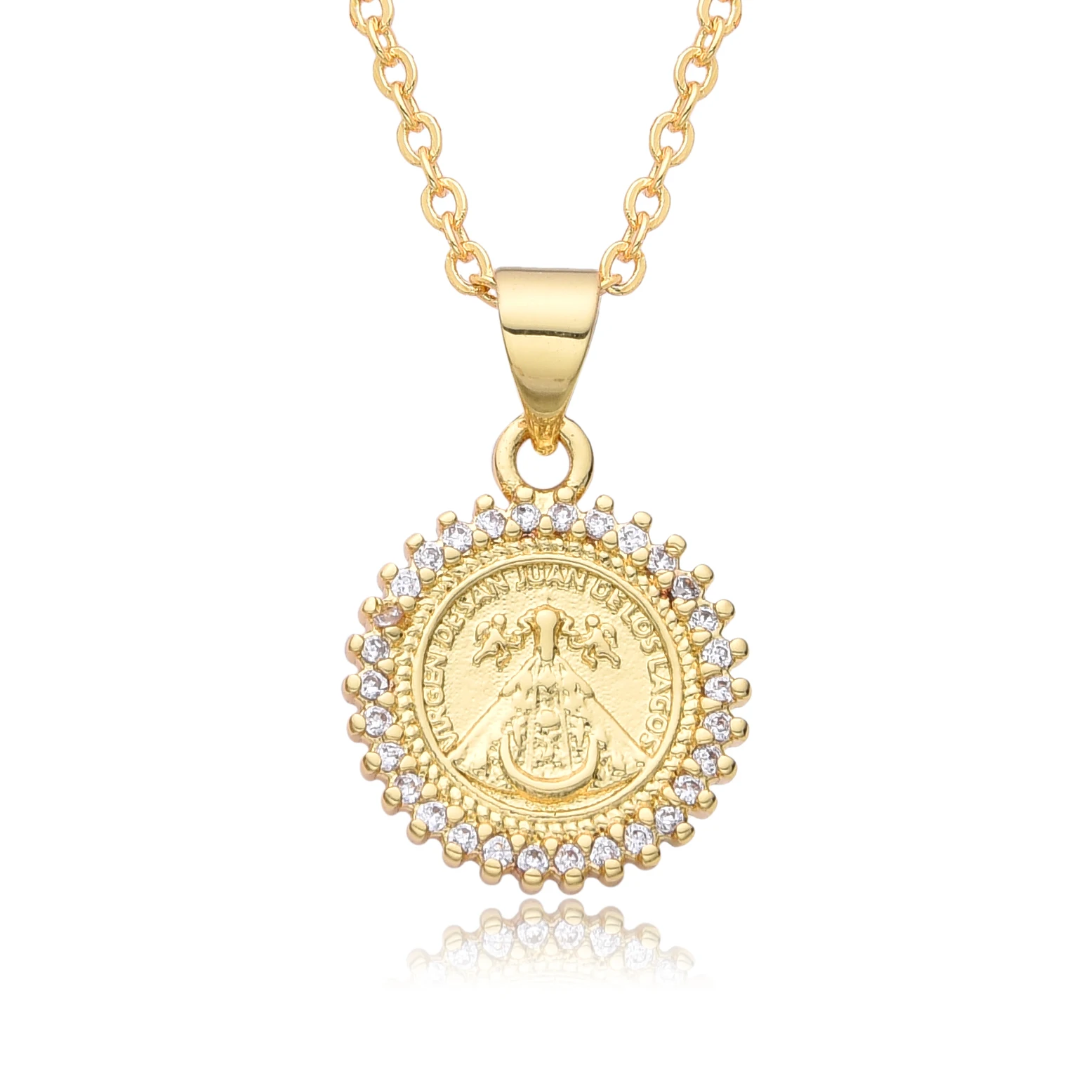 Colgante chapado en oro de Nuestra Señora de San Juan de los Lagos, collar de Nuestra Señora de San Juan de los Lagos, dijes de María Católica