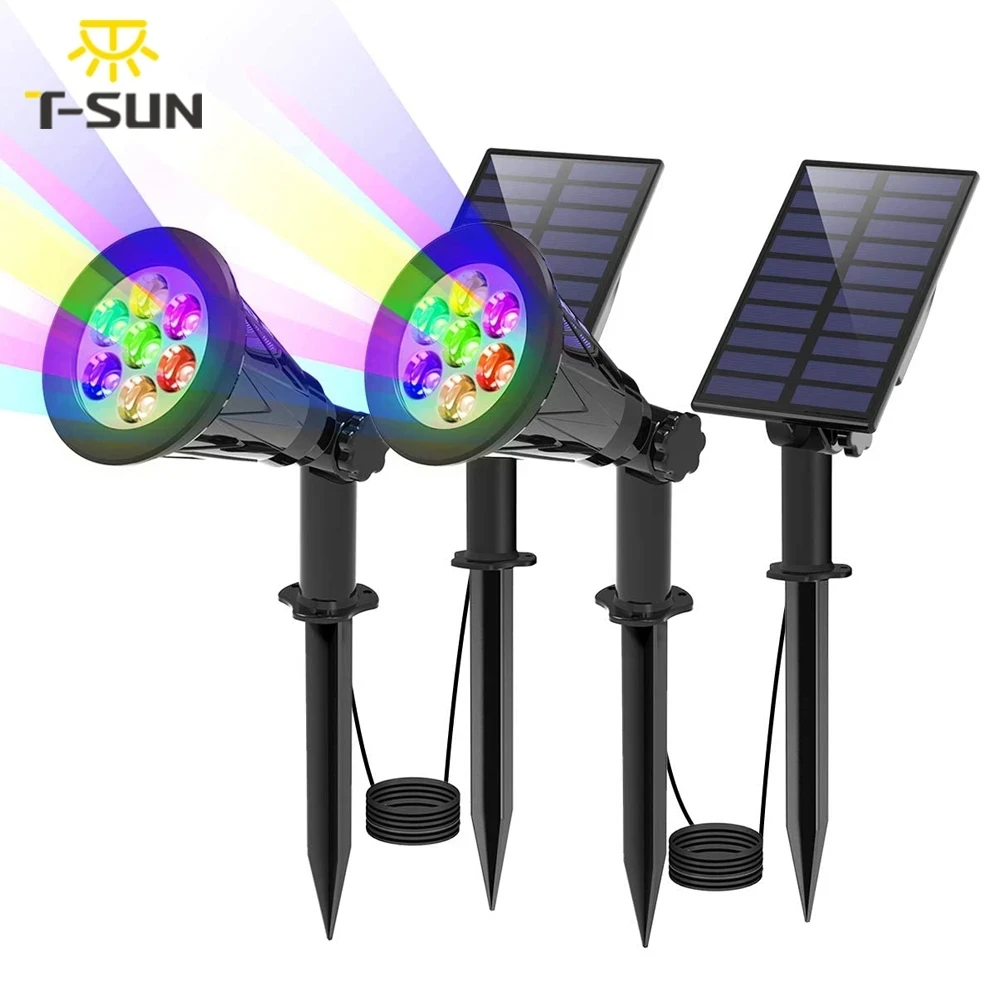 Solar Garden Spotlights 7 colors LED Solar Wall Lamp Color-Changing Outdoor Pathway Yard Light Solar LED Decoration Lightings