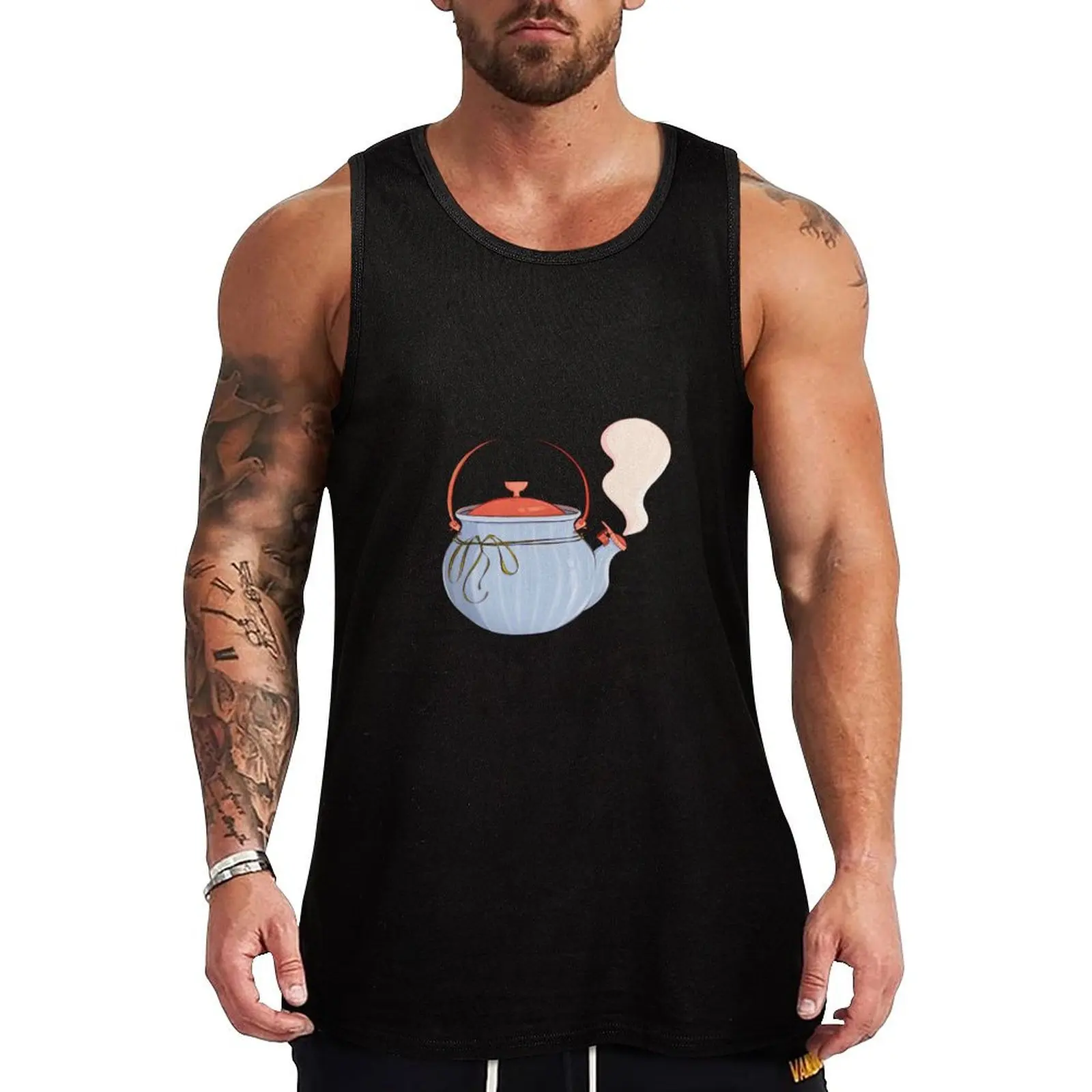 Cozy Kettle Illustration Tank Top sleeveless vests bodybuilding for men gym t-shirts Men's gym t-shirts