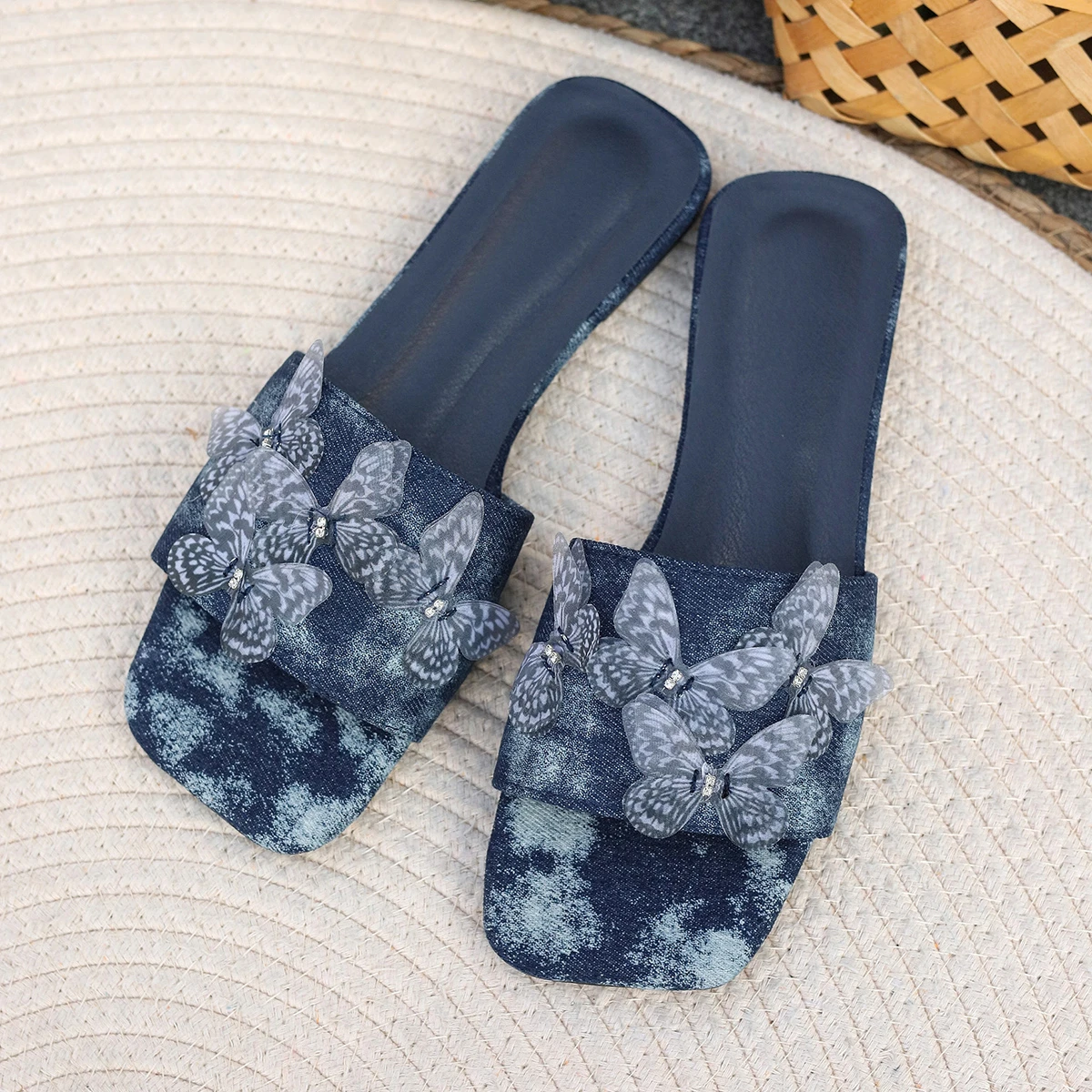 Flowers Sandals Woman 2024 Jean Blue Women Platform Sandals Women's Slippers Flat Sandal Cloud Slipper Women's Shoes Sale