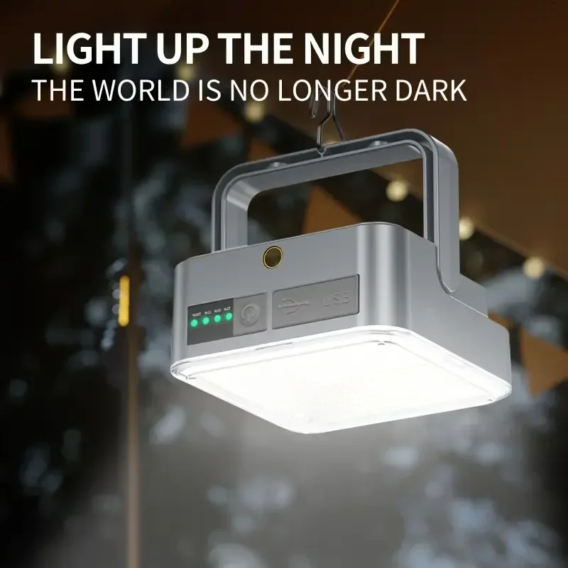 Outdoor Portable LED Camping Light Solar Charging 4000mah Large Capacity Power Bank Intelligent Display Portable Hanging Light