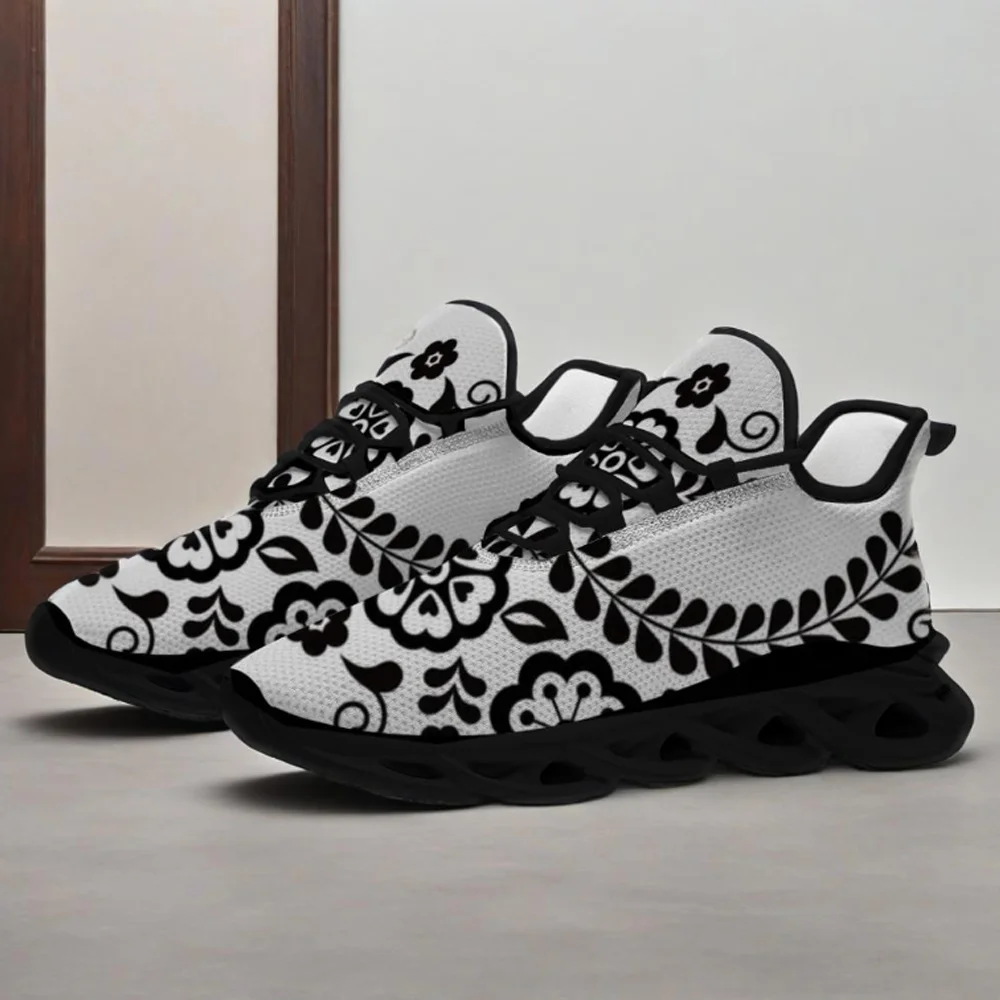 

Customizeb Black floral casual sneakers shoes men's and women's lightweight breathable running shoes cloth shoes