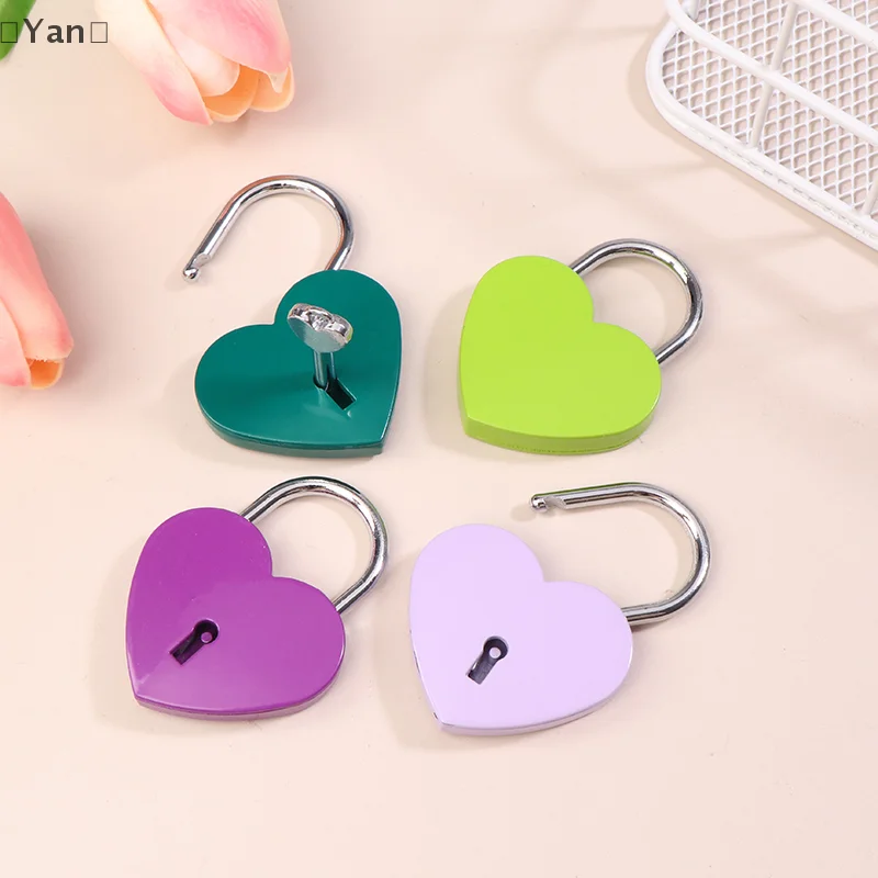 1 Set Metal Heart Shaped Padlock Antique Style Love Lock Set With Key Travel Jewelry Box Diary Suitcase Wardrobe Lock