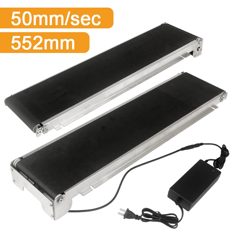 

Mini Conveyor 552mm Stainless Steel Conveyor PU Belt Vending Machine DC 24V Track Cargo Lane Small Automatic Conveyor Belt