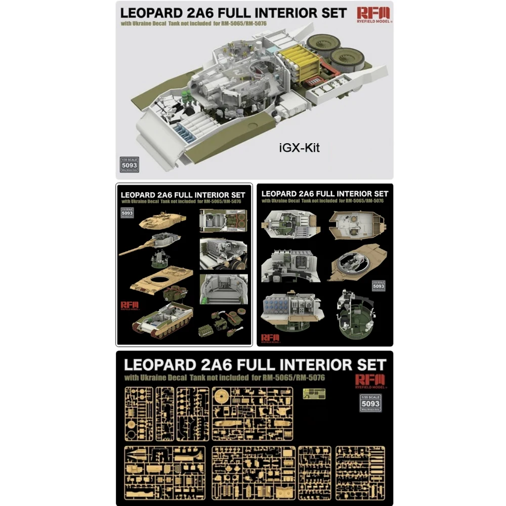 Rye Field 5093 1:35 Scale Leopard 2A6 Full Interior Set w/Ukraine Decal  Vehicle Plastic Assembly Model Building Kit