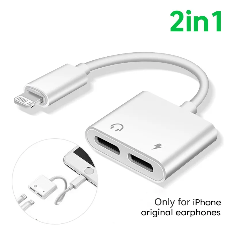 Olaf 2 w 1 Adapter Audio do iPhone 14 Pro Max Aux Jack oświetlenie 3.5mm do słuchawki Jack ładowarka rozdzielacz konwerter