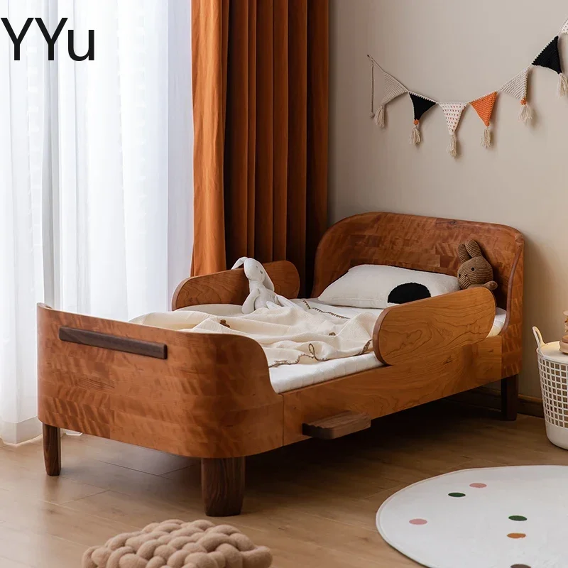 Full Size Wooden Kids Bed Sleeping Boundary House Single Princess Baby Bed Bedroom Design Safety Lit Pour Enfants Kids Furniture