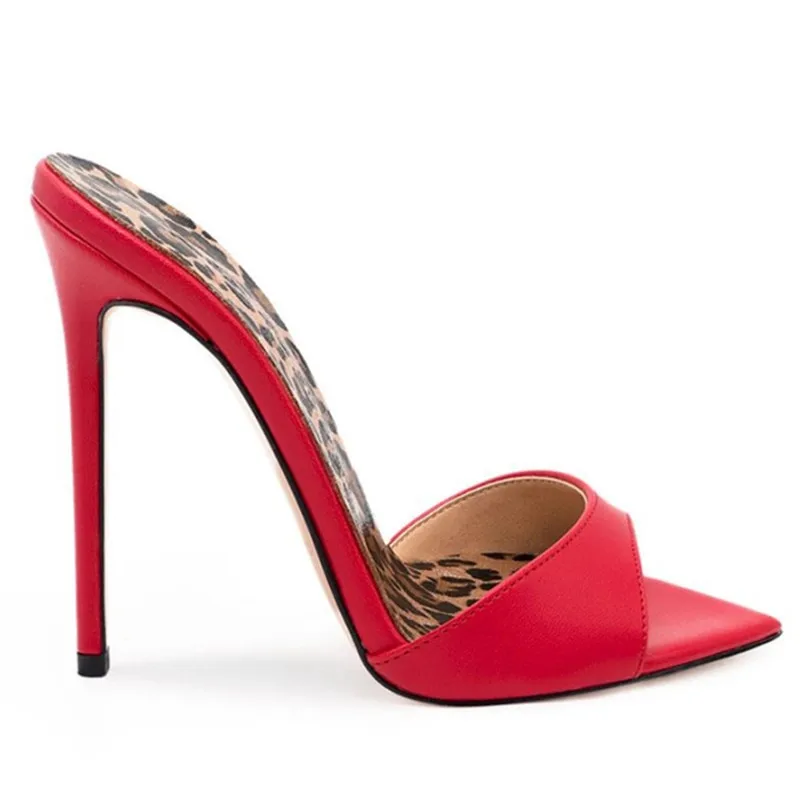Sexy Leopard Print Women Slippers High Heel Sandals Summer Peep Toe Party Shoes Fashion Ladies Pumps Big Size Women Shoes 2024