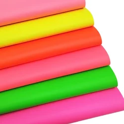 Summer Neon Colors Synthetic Leather Fabric Sheets Felt Backing Faux Leather For Bag Shoes Bows DIY Craft Sheets Mini Rolls W066