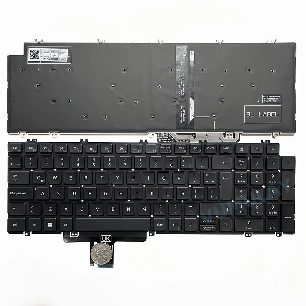 Podświetlana łacińska klawiatura do DELL Latitude 5520 5521 5530 5531 3540 5540 Precision 3560 3561 3570 3571 7770 7780 7670 0TW8VM