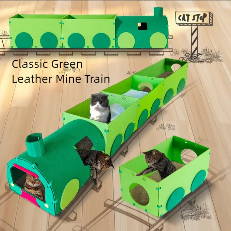 

Cat tunnel, cat scratch board, toy, train passage, drilling hole, corrugated paper, woven fabric, car, wear-resistant and shavin