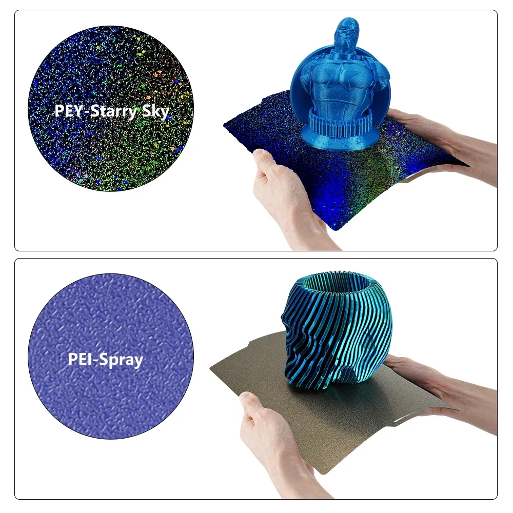 Anycubic Kobra 3 Combo Build Plate 256×268, Double‑Sided Textured PEI PEO Magnetic Hot Bed Sheet for 3D Printer Replacement