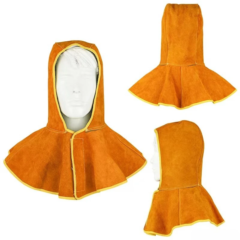 

Cowhide Welding Cap Head Wearing Shawl Welding Cap Protective Mask Leather Welding Hood Helmet Mask for Welder Electric
