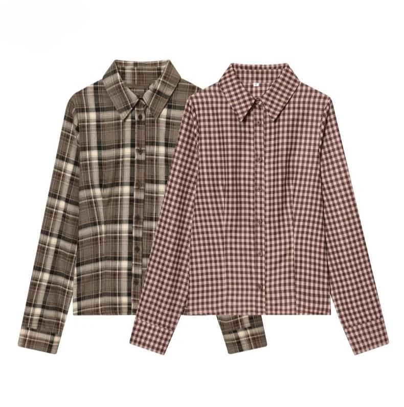 

Женский комбинезон узкого кроя 2025 года — комбинезон с длинными рукавами в клетку в стиле ретро на весну и осень, новый универсальный комбинезон для поездок на работу