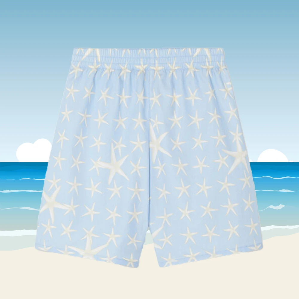 

Летние детские пляжные штаны MARINA с принтом морских звезд, шорты-бермуды, спортивная одежда для мальчиков 2-12 лет, детская одежда