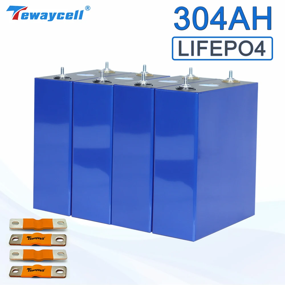 

Tewaycell 3.2V 304AH Lifepo4 Battery Pack 320Ah Lithium Iron Phosphate Rechargeable LF Cell for Golf Cart RV Boat EU US Tax Free