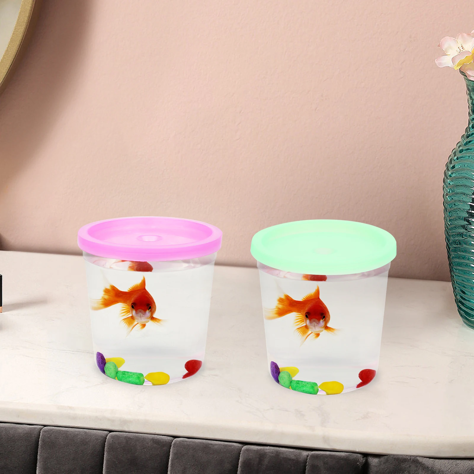 

12pcs Jellyfish Cup Large Betta Cups Lids Portable Travel Storage Flower Arrangement Fish Tank Transparent Plastic Safe Durable