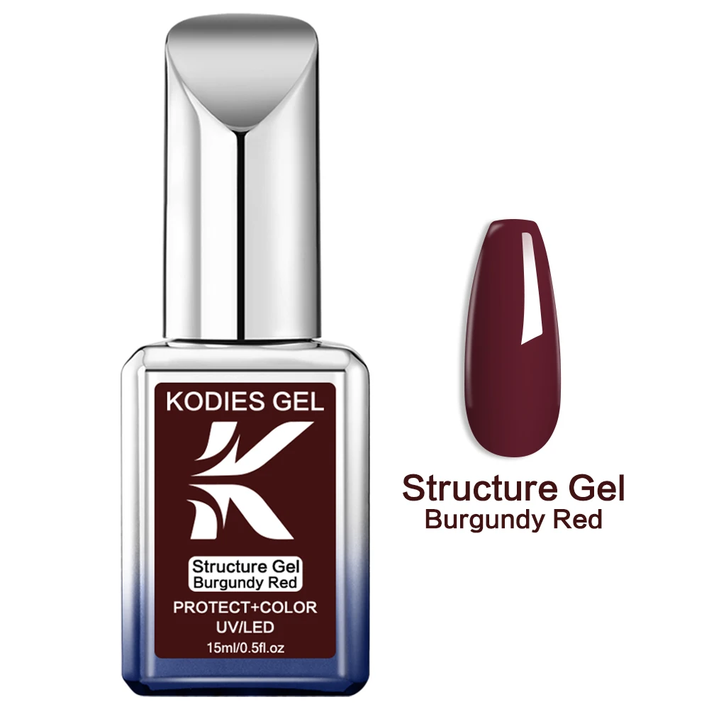 KODIES GEL Burgundy Red Rubber Base Gel Nail Polish 15ML UV/LED Structure Winter Wine Red Color Gel Varnishes Lacquer Manicure