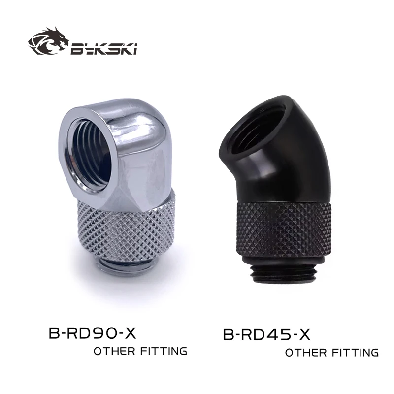 BYKSKI G1/4'' Thread 45 Degree Rotary Fitting Adapter Brass Water Cooling Connector Black Glod Silver White B-RD45-X / B-RD90-X