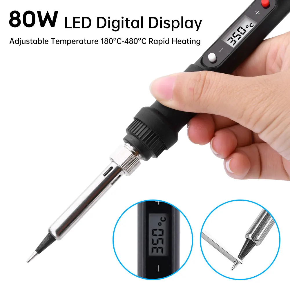 Electric soldering iron 80W LCD Digital Display Adjustable temperature soldering iron tips 220V/110V Welding solder tools