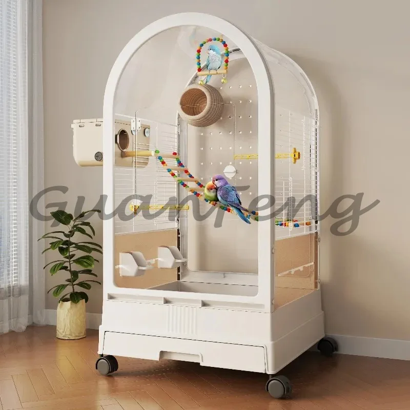 Flying Bird Cage Pet Furniture, Indoor Breeding Bird House with Goldfinch and Cockatoo Feeder