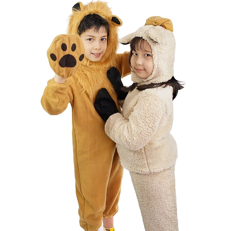 Children Kids Animal Costume Cosplay Dinosaur Tiger Rabbit Dog Lion Lamb Sheep Halloween Animals Costumes Jumpsuit for Boy Girl