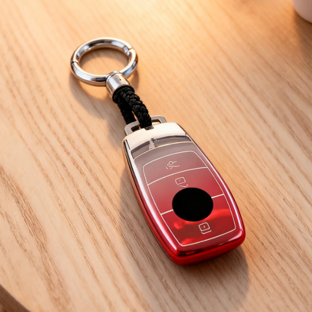 

Fashion Gradient Pink for Mercedes Benz C260L A200L E200L E300L GLC260L Smart Remote Car Key Case Cover Fob Keychain Accessories
