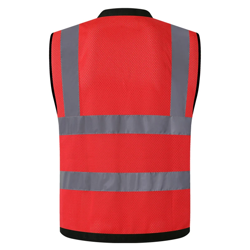 Reflective Safety Vest High Visibility Night Work Security Sleeveless Yellow Vest Construction Workwear Zipper & Pockets Adults