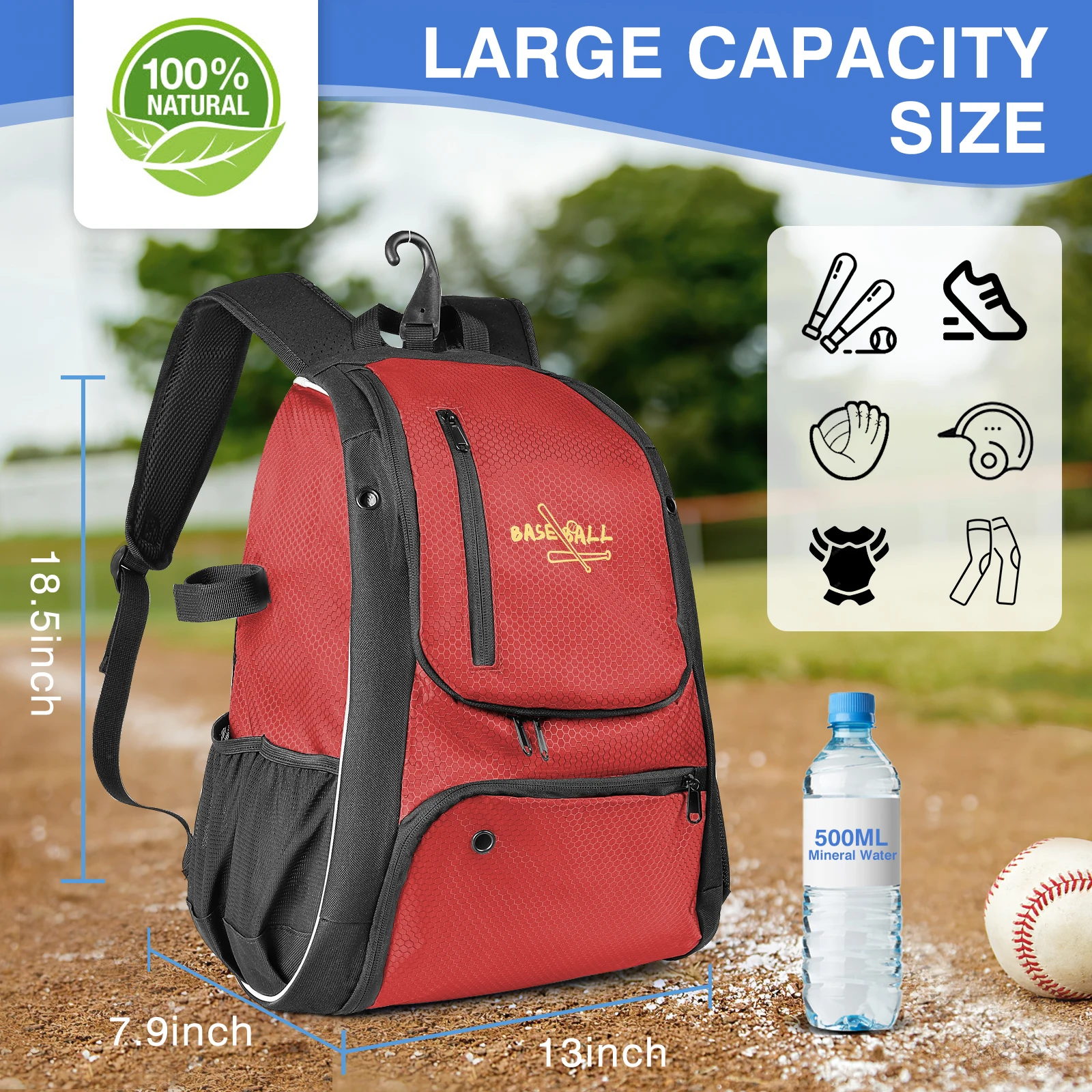 Baseball Backpack Women Utility Baseball Bag for Kids Sports Equipments Baseball Bat Baseball Glove Bag Softball Practice Goods