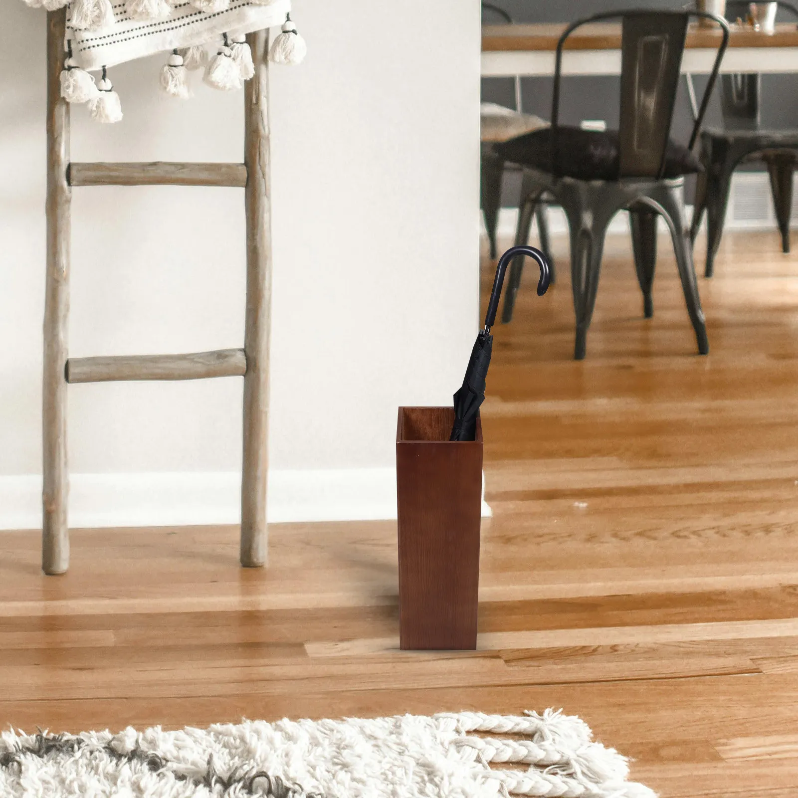 

Rustic Vintage Wooden Umbrella Stand Large Capacity Floor Standing Entryway Organizer for Home Office Hotel Lobby Living Room