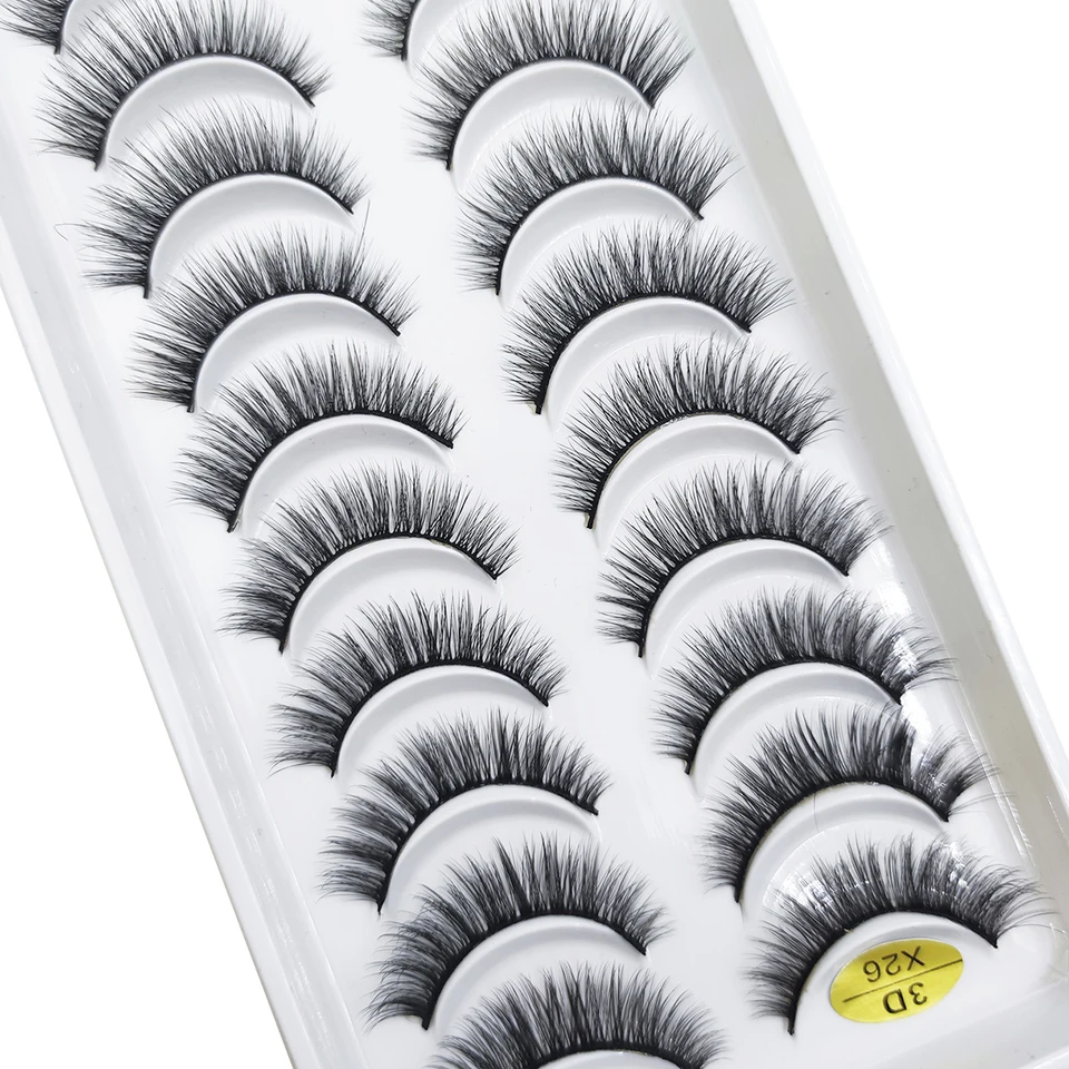 10 pares de pestañas postizas 3D de pelo sintético, naturales, cruzadas y densas, extensión de pestañas, mini 5