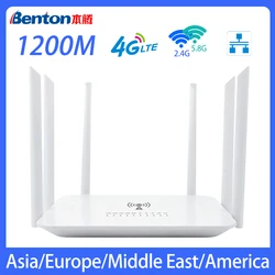 Benton Dual Band 4g Router 1200M 4g LTE Router 2.4GHz 5.8GHz WiFi Hotspot Repeater VPN 4g SIM WiFi Router with SIM Card Slot