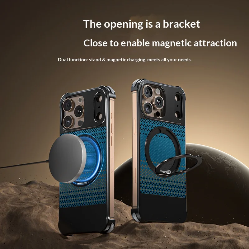 

Premium 360°rotating bracket Metal+Kevlar pattern leather back cover For Galaxy S23 S24 S25 S22Ultra shockproof Phone Case